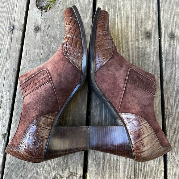 Coldwater Creek Leather Suede Ankle Western Boots Sz 9 - Picture 7 of 14